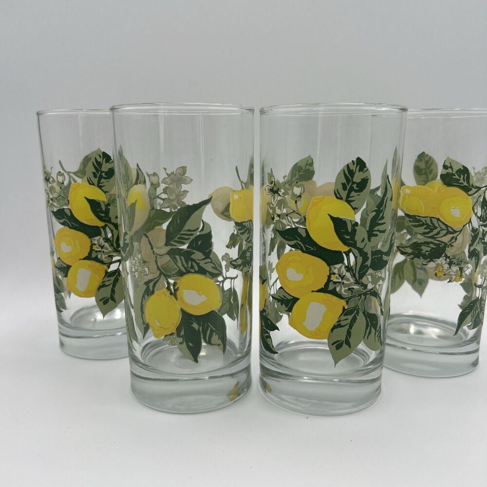 Royal Norfolk Vibrant Lemon Tumblers 16 oz Glassware Drinking Glasses Set of 4
